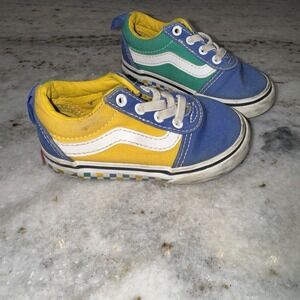 Vans Toddler 6 Old Skool Low Checkered Colorblock Slip On Sneakers